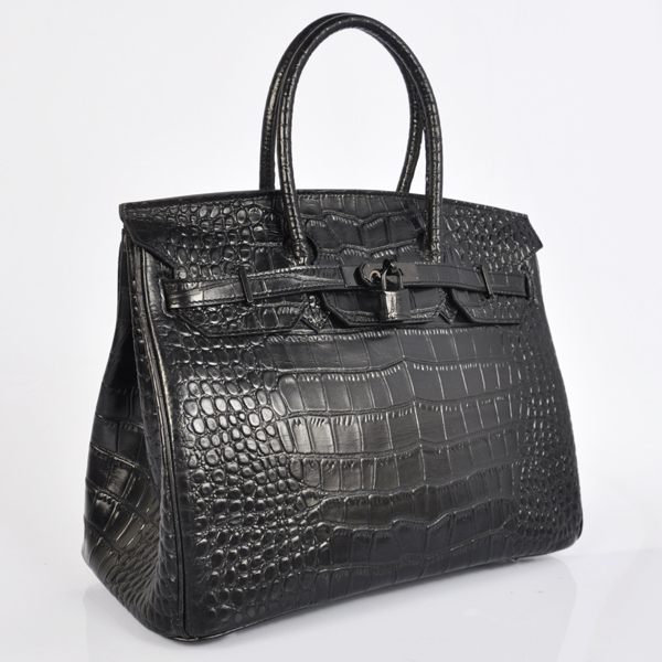 Hermes Birkin 35CM Crocodile stripes leather in Black with Black hardware