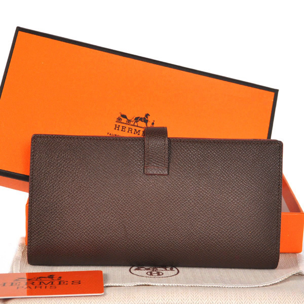 Hermes 2 flod original leather wallet in Dark Brown