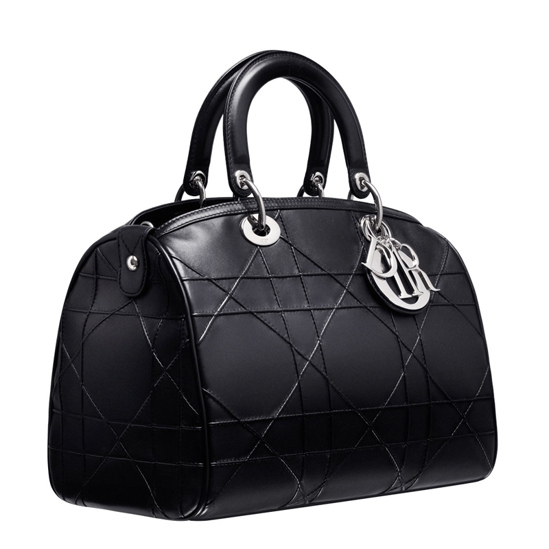 Black leather 'Dior Granville' polochon bag