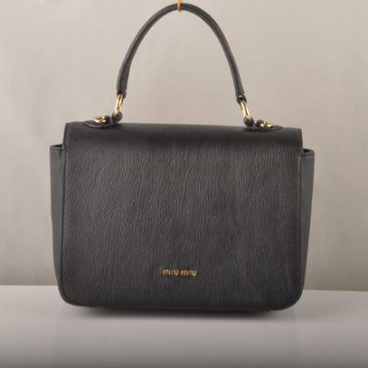 Miu Miu Tote Flap Bags Calf Leather 7428 Black