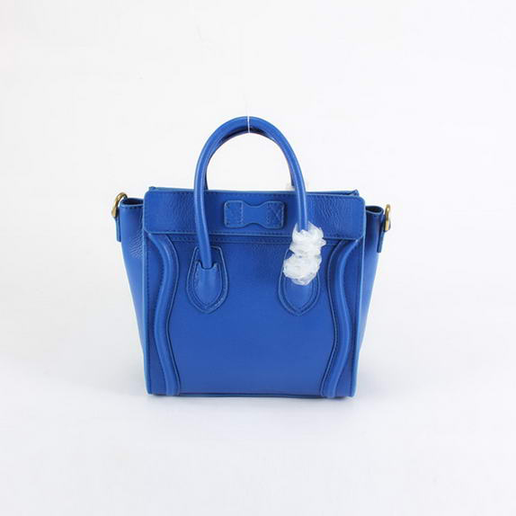 Celine Luggage Bags Mini in Lambskin Blue