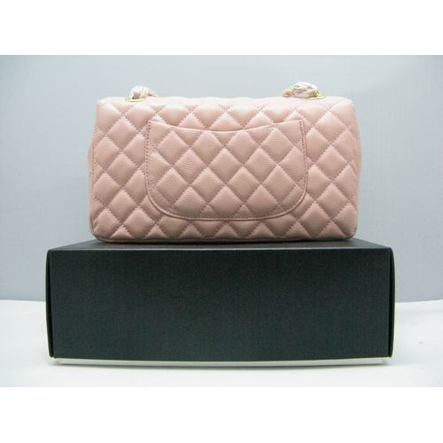 Chanel Caviar leather Pink Flap bag with Gold chain