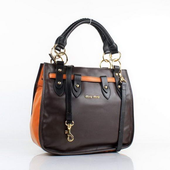 Miu Miu Drawstring Nappa Tote Bag 88013 Coffee