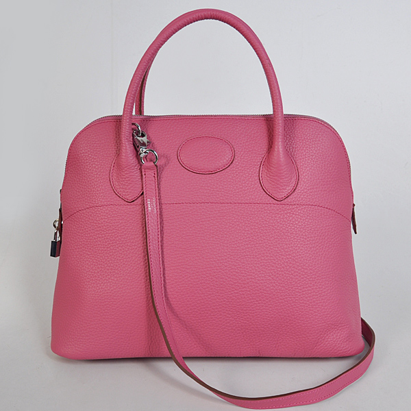 Hermes Bolide Bag 37cm clemence leather in Peach with Silver hardware