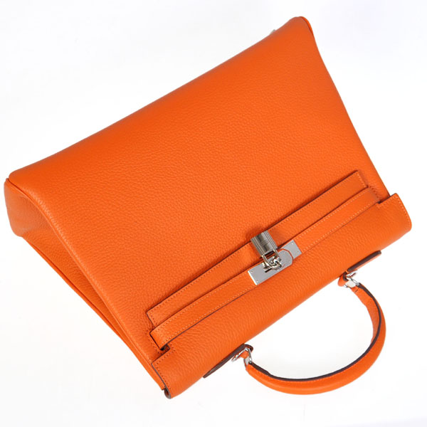 Hermes kelly 35CM clemence leather in Orange with Silver hardware