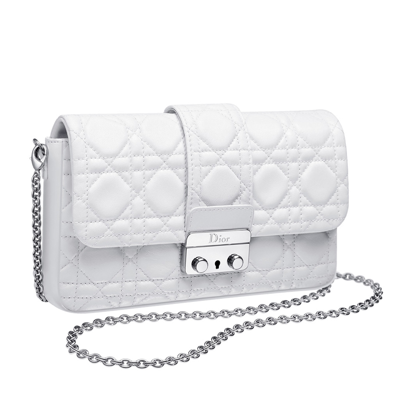 Large white leather Dior New Lock pouch