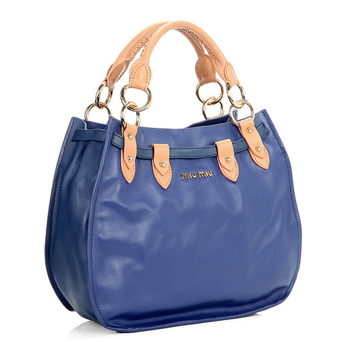 miu miu New Napa Leather Tote Bag 1783 Blue