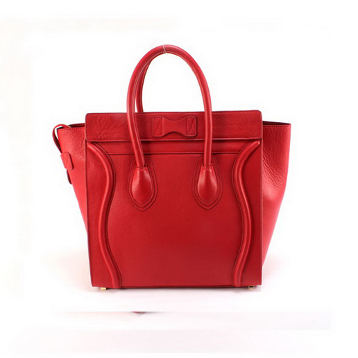 Celine Luggage Medium Handbags Wine Red