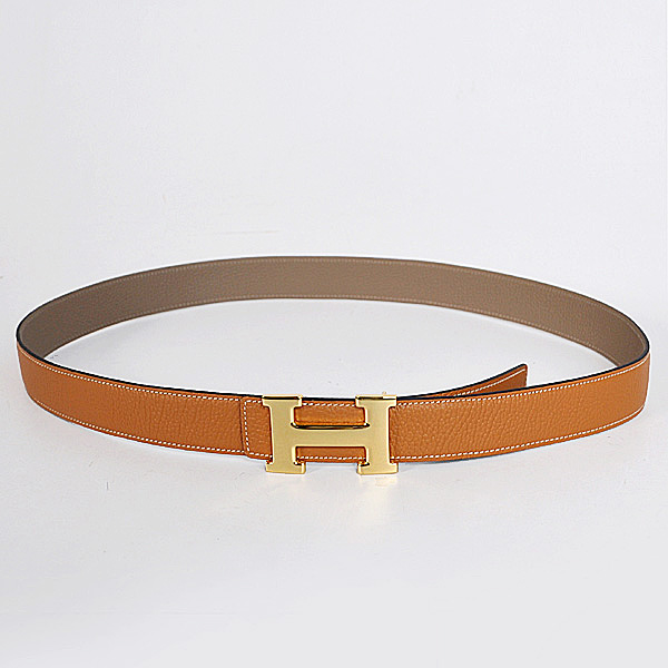 Hermes belt leather in Camel/Dark Grey Blue with H gold Buckle