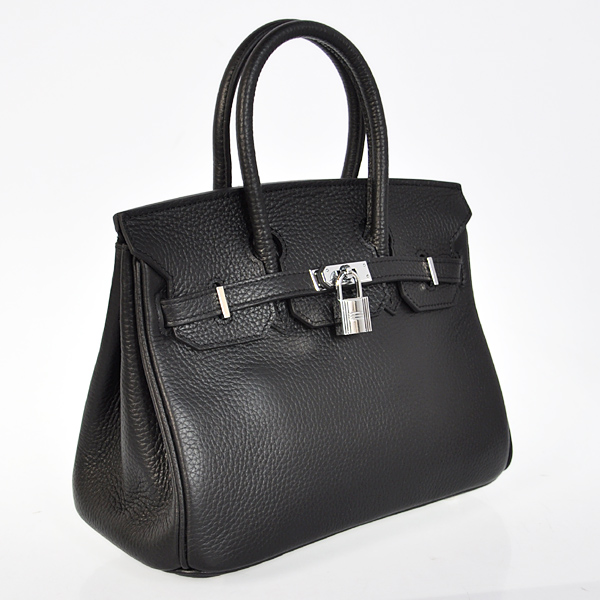 Hermes Birkin 25CM clemence leather in Black with Silver hardware