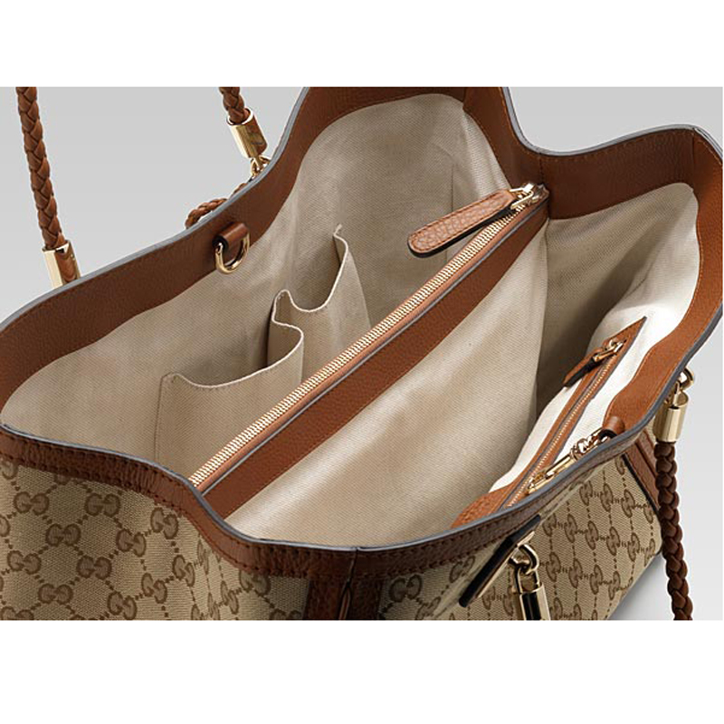 'bella' medium tote with woven leather bow, bamboo