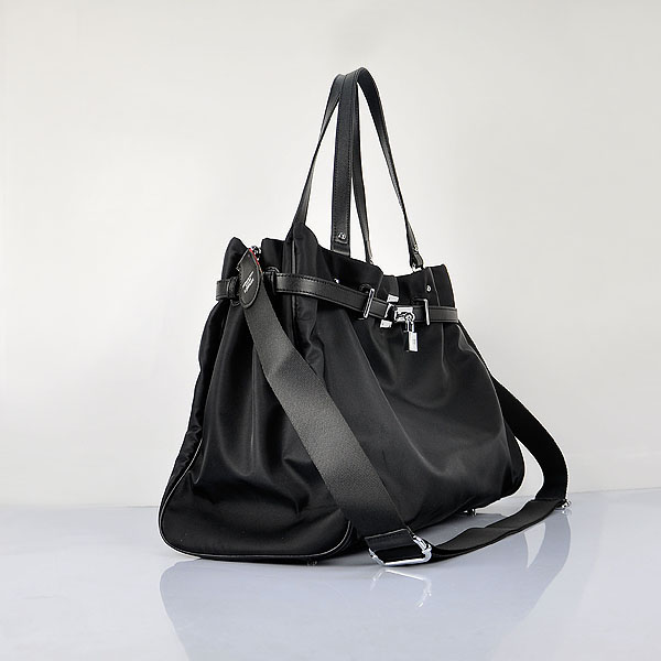 Hermes 2012 Waterproof Fabric Shoulder Bag Black