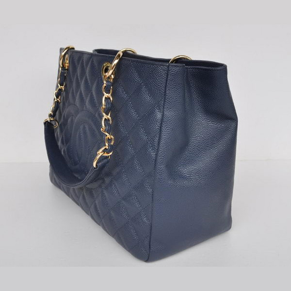 Chanel A50995 Royalblue Caviar Leather Shoulder Bag Gold