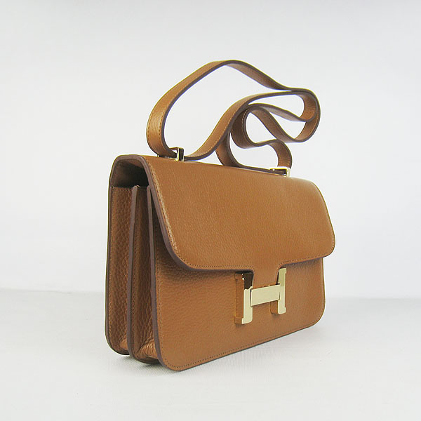 Hermes Constance Togo Leather Single Bag Light Coffee Gold Hardware H020