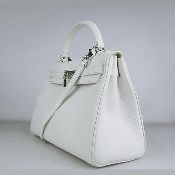 Hermes Kelly Handbags 32CM White(silver)