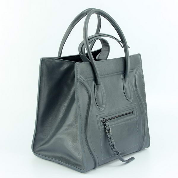 Celine Luggage Phantom Square Bags Bright Leather 108905 Dark Grey