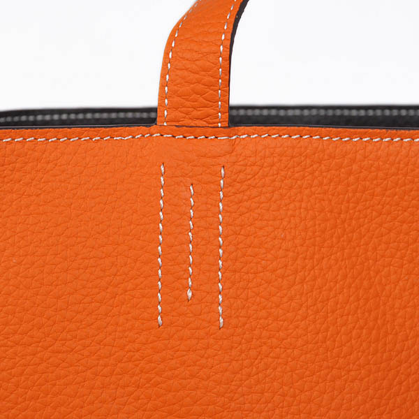 Hermes shopping bag clemence leather in Orange/Black