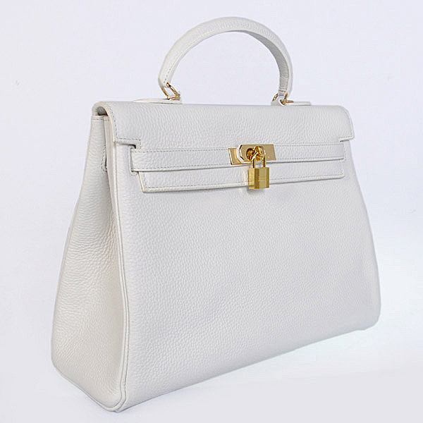 Hermes kelly 35CM White clemence leather(Gold)