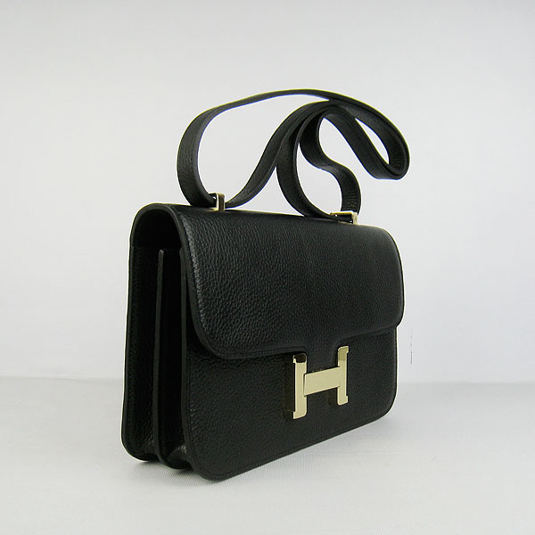 Hermes Constance Togo Leather Single Bag Black Gold Hardware H020