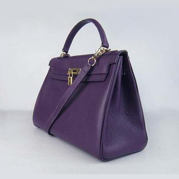 Hermes Kelly Handbags 32CM Purple(gold)