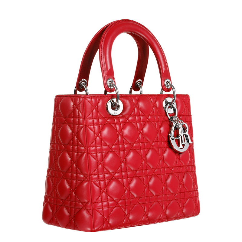 Lady Dior bag in bright red leather