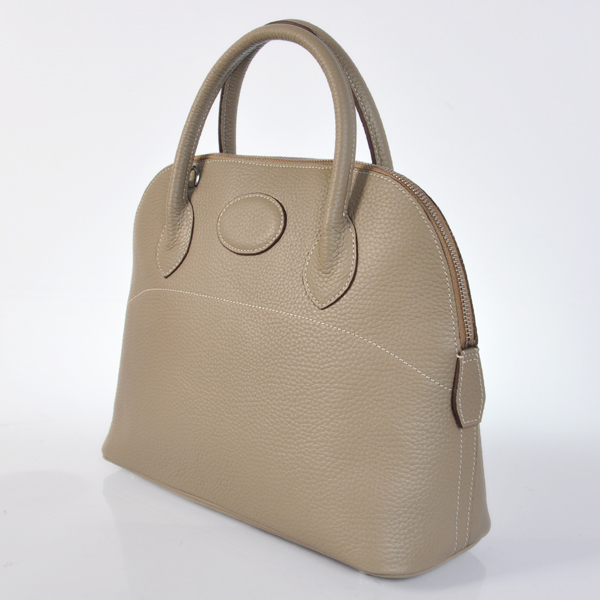 Hermes Bolide Togo Leather Tote Bag in Dark Grey with Silver hardware