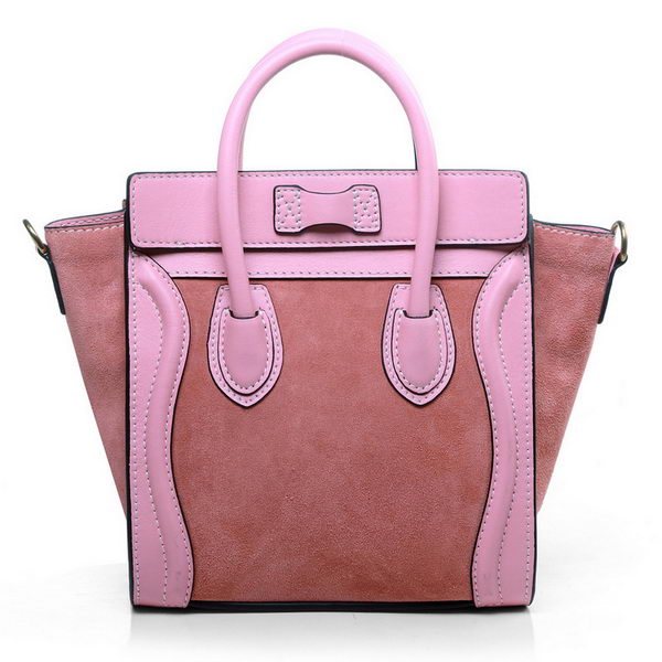 Celine Luggage Nano Bag Original Suede&Calf Leather Pink