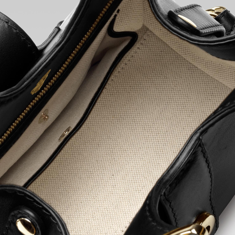 gucci stirrup top handle bag with spur detail