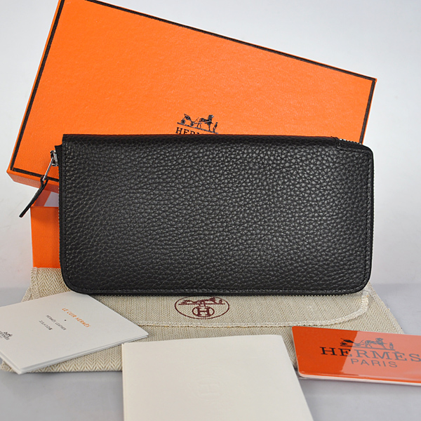 Hermes Evelyn Wallet clemence leather in Black