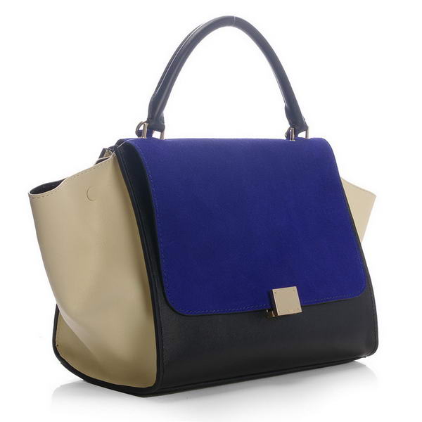 Newest 2012 Celine Trapeze Bags Original Leather 3342 Blue Camel Black