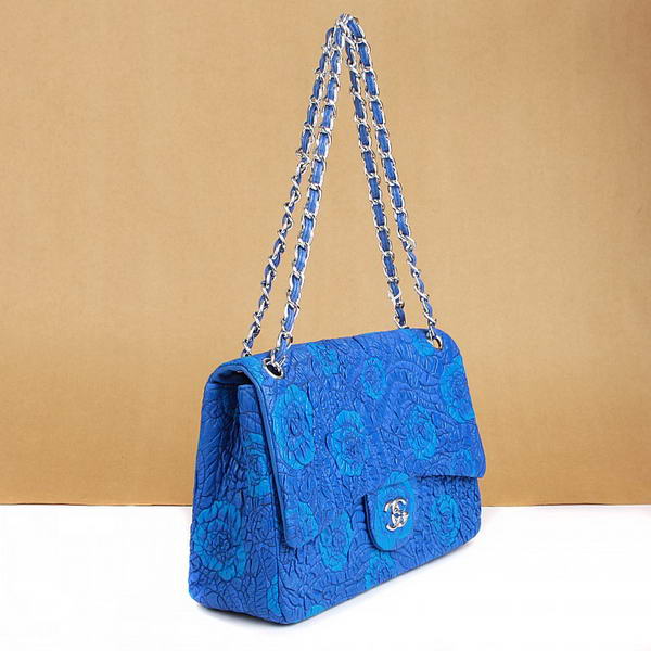 Chanel Rose Flap Bag 3706 Blue Silver