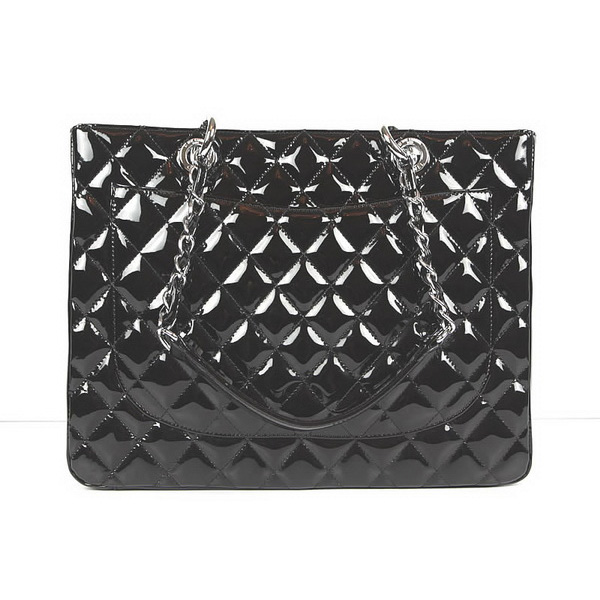 Chanel Handbags Black Patent Leather with Silver Hardware 50995