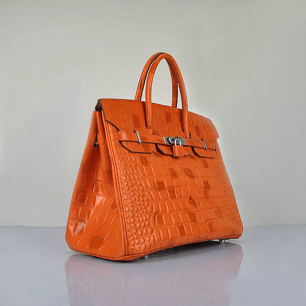 Hermes Birkin 35CM Tote Bag Croco Leather H6089 Orange