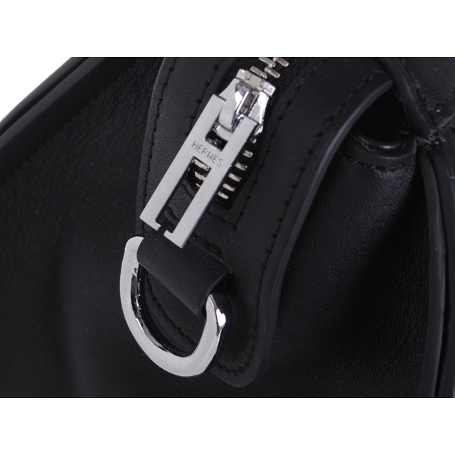 2012 Hermes New Leather Medium Shoulder Bag 0322 black with silver metal