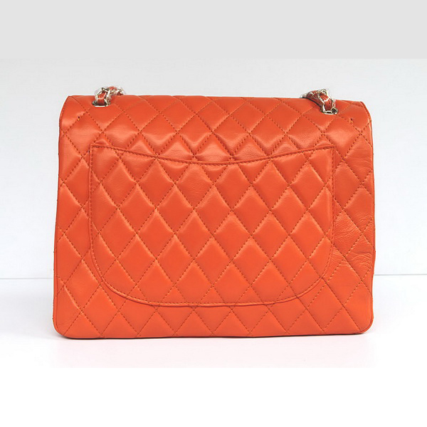 Chanel Flap Bag Quilted Orange Lambskin with Gold Chain 1116