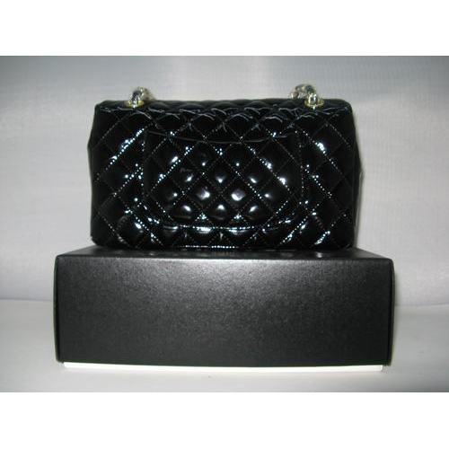 Chanel Patent leather Black Flap bag with Gold chain