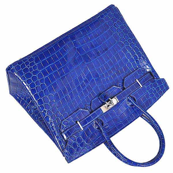 Hermes Birkin 35CM high light Crocodile leather in Blue with Silver hardware