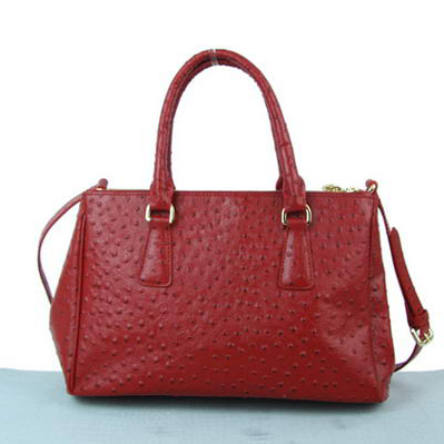 Prada Ostrich Leather Tote Bag BN1801 Red