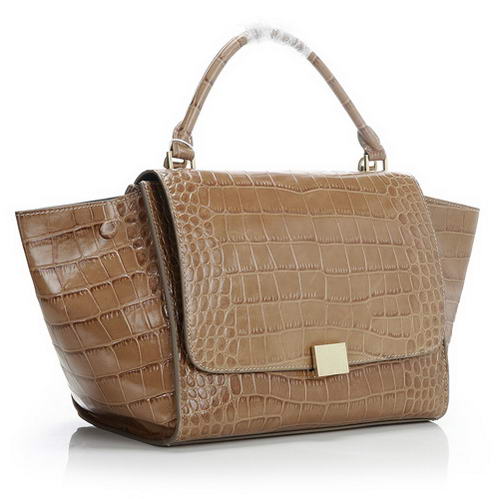 Celine Trapeze Bags Croco Leather 3042 Apricot