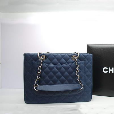 Chanel GST Caviar Leather Coco Bag A36092 Dark Blue Silver