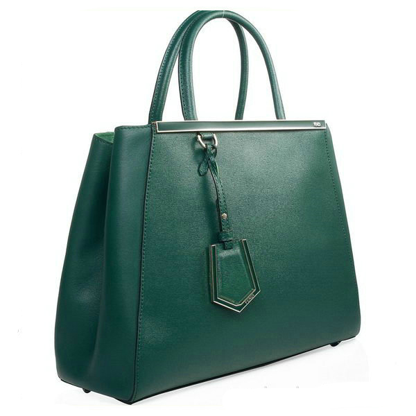 Fendi 2Jours Original Leather Tote Bag F2552M Dark Green