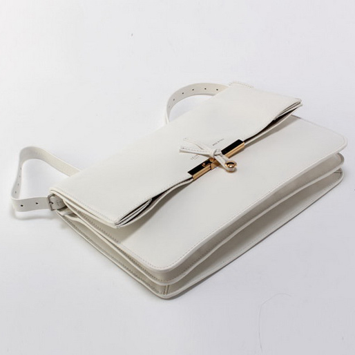 Celine Clasp Shoulder Bag Calfskin White