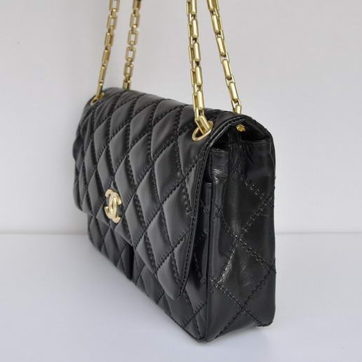 Chanel A50362 Black Sheepskin Leather Flap Bag