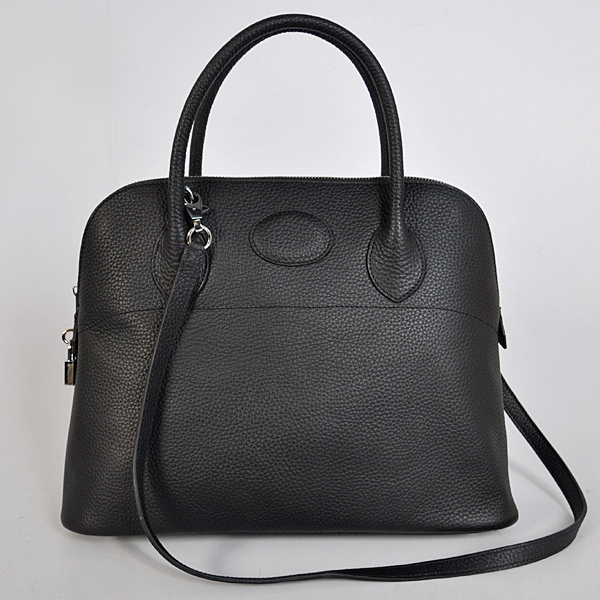 Hermes Bolide Bag 37cm clemence leather in Black with Silver hardware