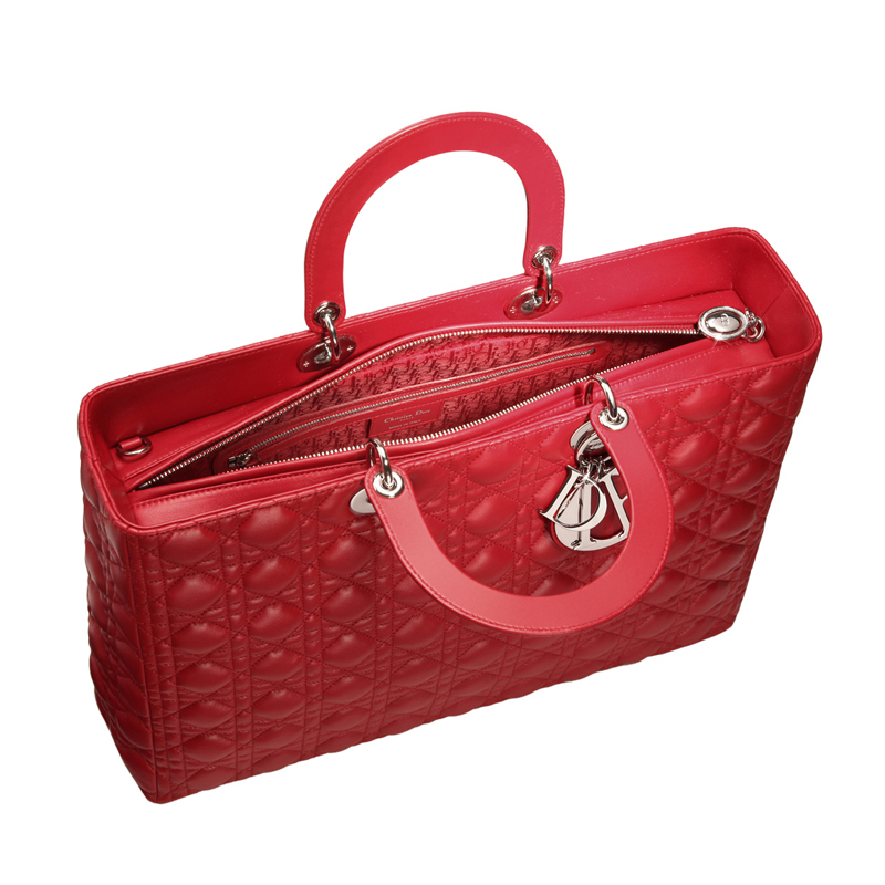 Large Miss Dior shopping bag in red leather