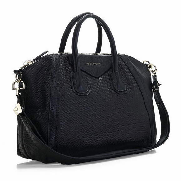 Givenchy Weave Embossed Antigona Bag Calf Leather 9981 Black