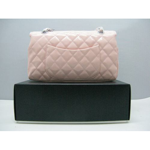 Chanel patent leather Pink Flap bag with Silver chain