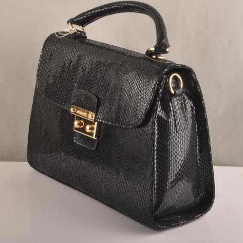 Miu Miu Tote Handbags Snake Veins 7430 Black