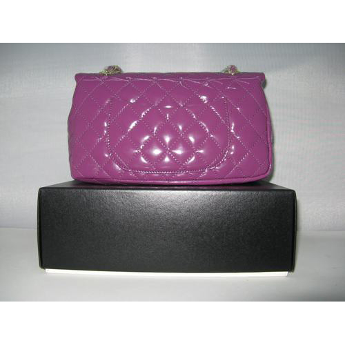 Chanel Patent leather Purple Flap bag with Gold chain