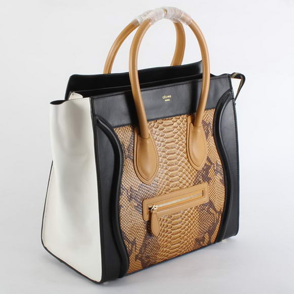 Celine Luggage Bags Medium in Snake Veins Brown